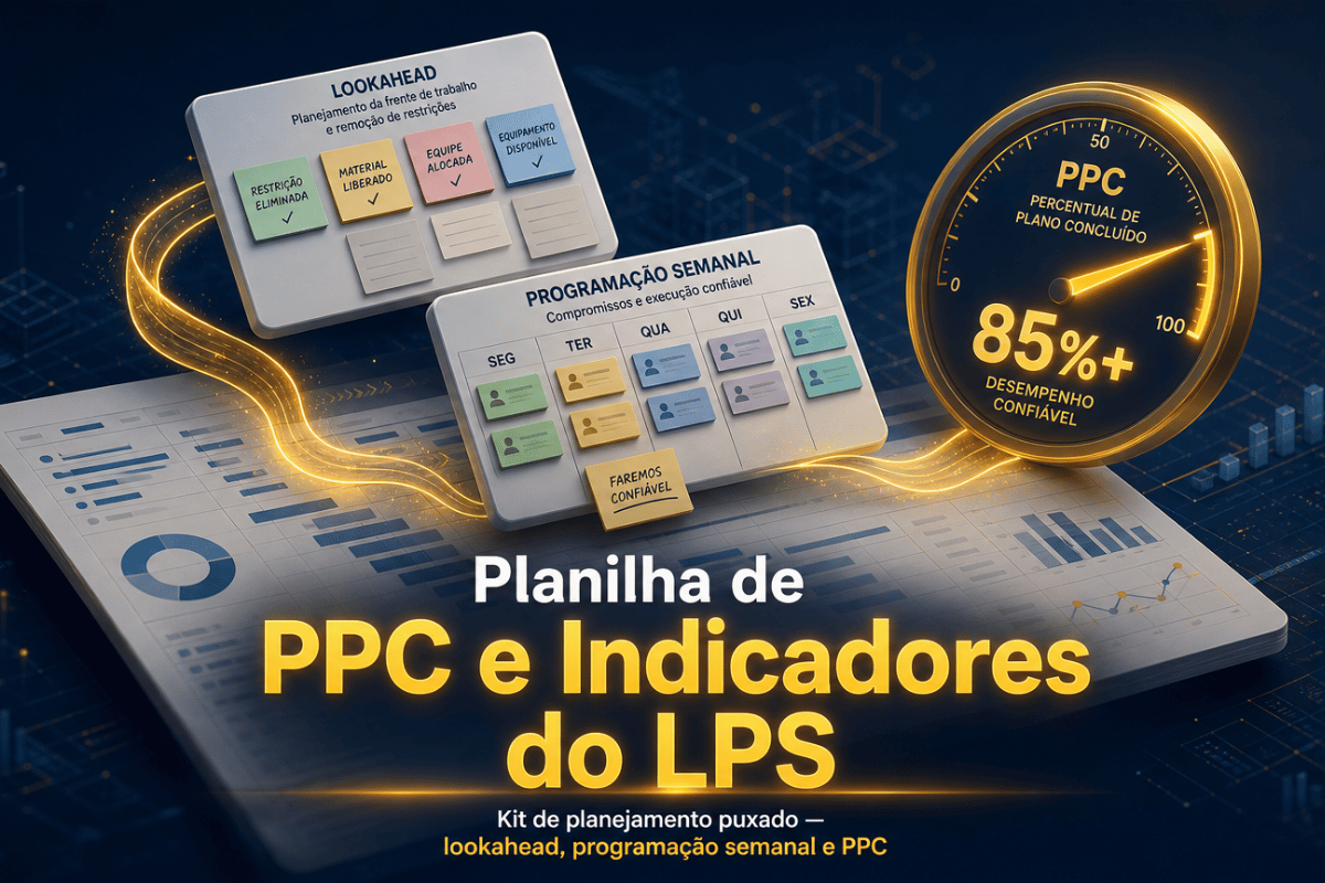 Planeje o lookahead, a programação semanal e o PPC da sua obra em minutos. Ideal para quem quer sair do planejamento empurrado e elevar a confiabilidade da execução.